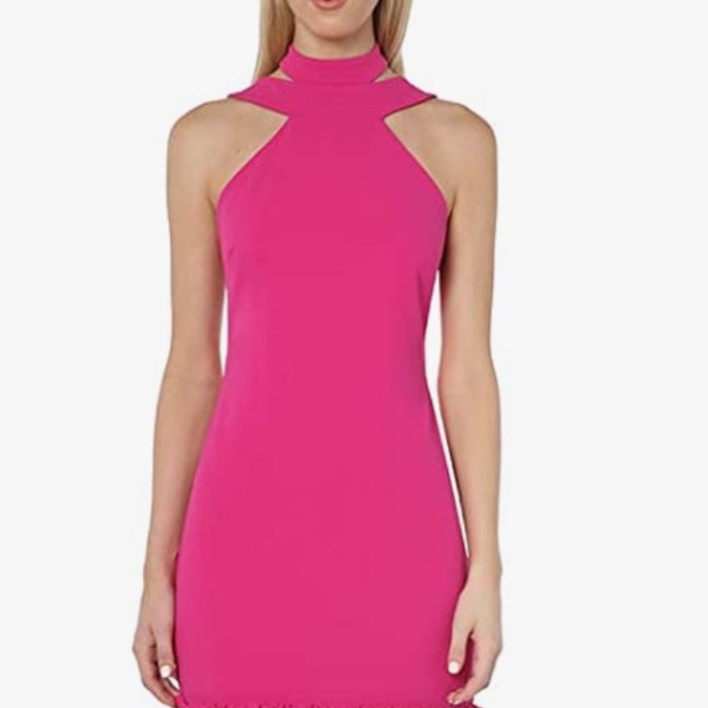 bebe Women’s Halter Scuba Crepe Bodycon Dress